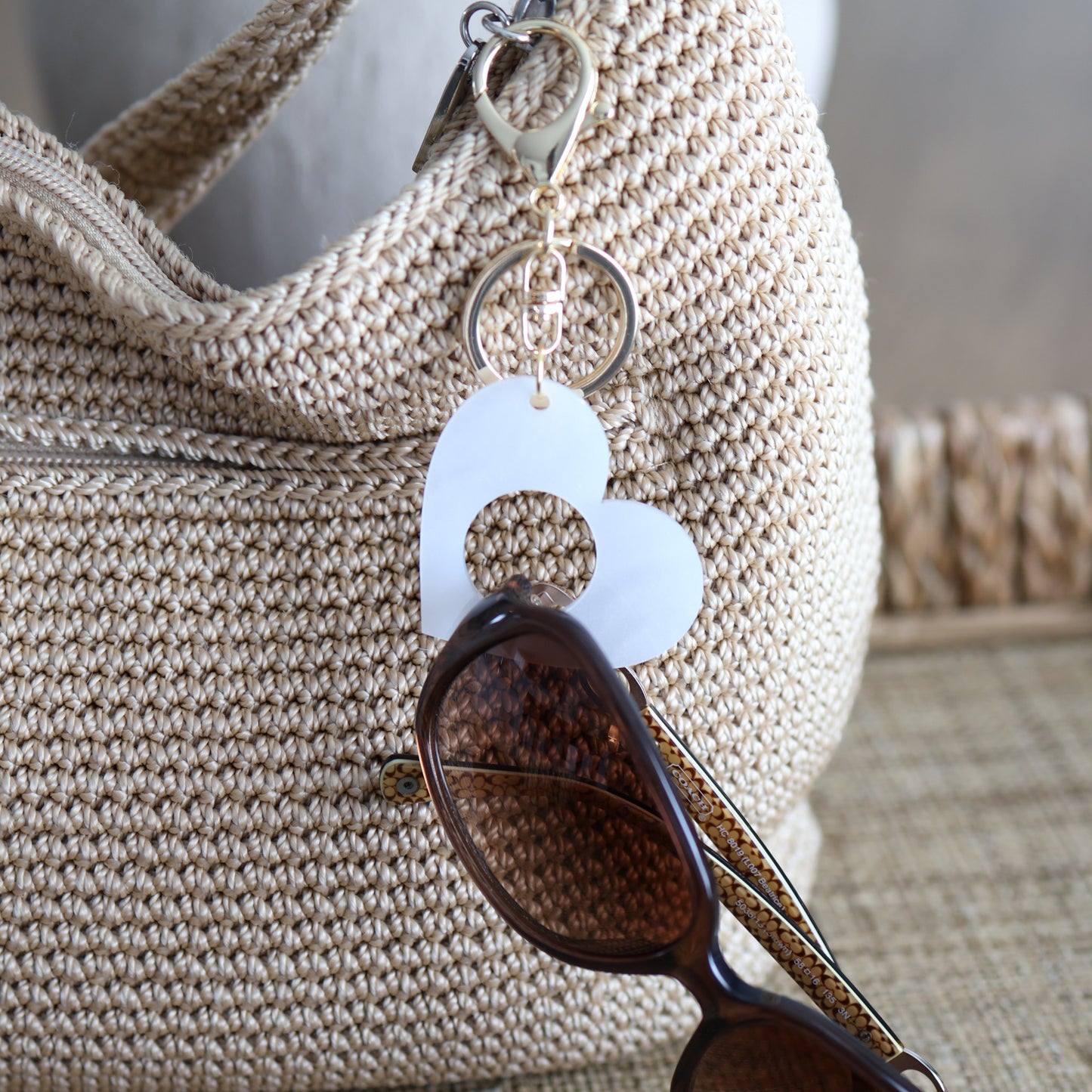 Acrylic Sunglasses Holder Keychain | Travel Glasses Holder | Bag Charm | Purse Accessory | Gift for Her