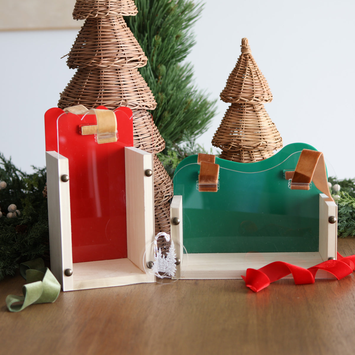 Wood & Acrylic Holiday Gift Carriers | Personalized Gift Packaging | 1 Count