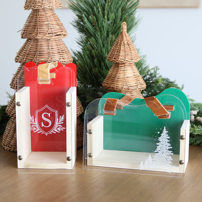 Wood & Acrylic Holiday Gift Carriers | Personalized Gift Packaging | 1 Count